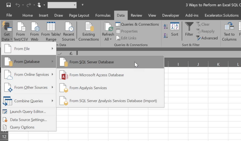 Excel SQL Query Three Ways Excelerator Solutions